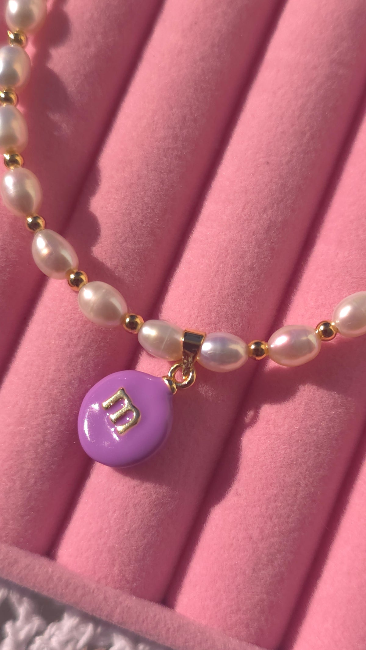 Natural Freshwater pearls choker with m&m's pendant