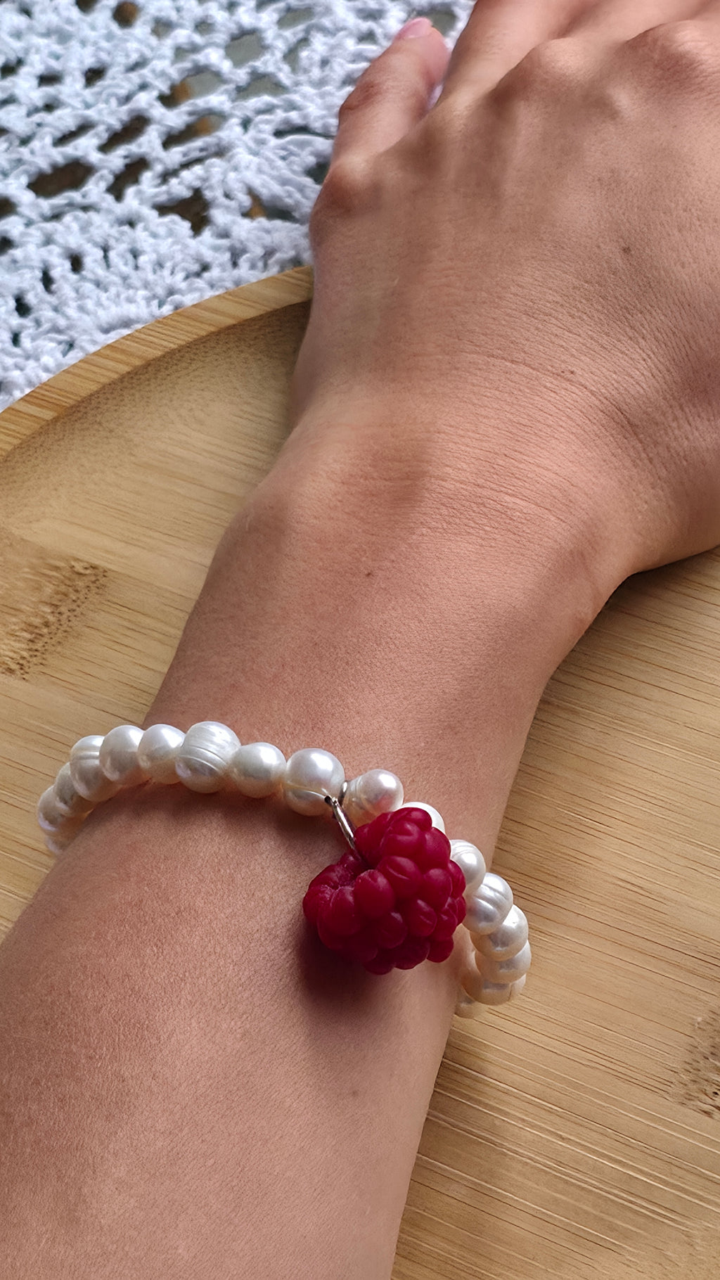 Freshwater Pearl Bracelet with Raspberry