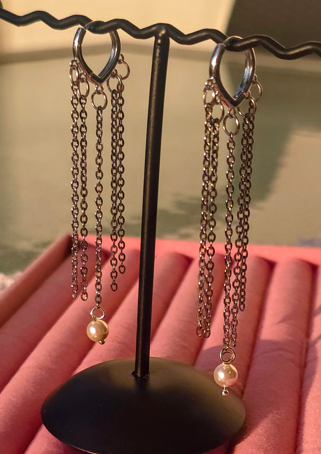Gold long earrings