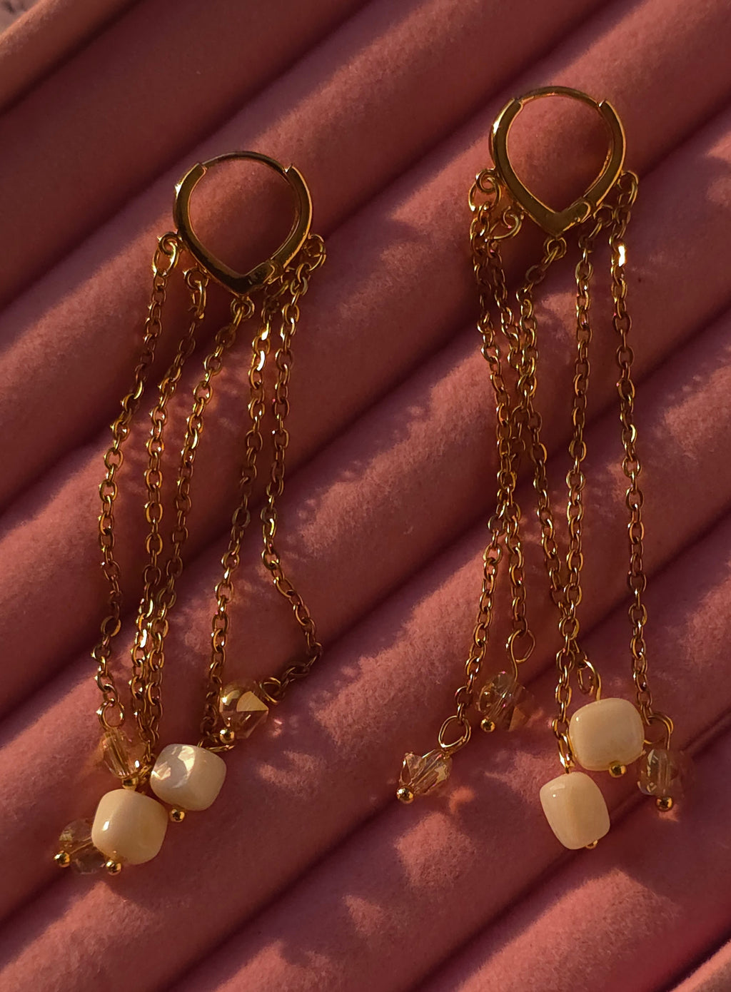 Gold long earrings